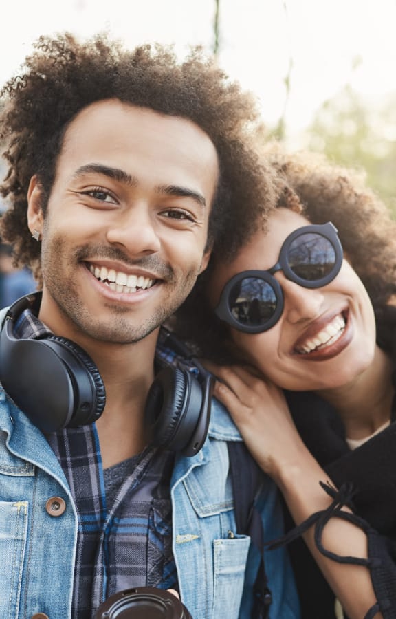 Couple posing for picture together at the fair